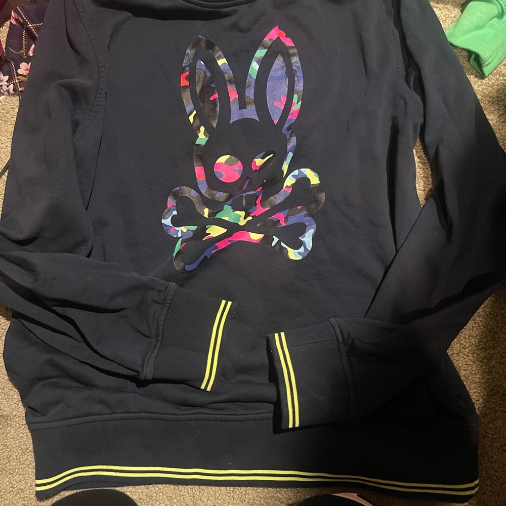 Navy blue  Sweatshirt with Colorful Bunny Skull Design